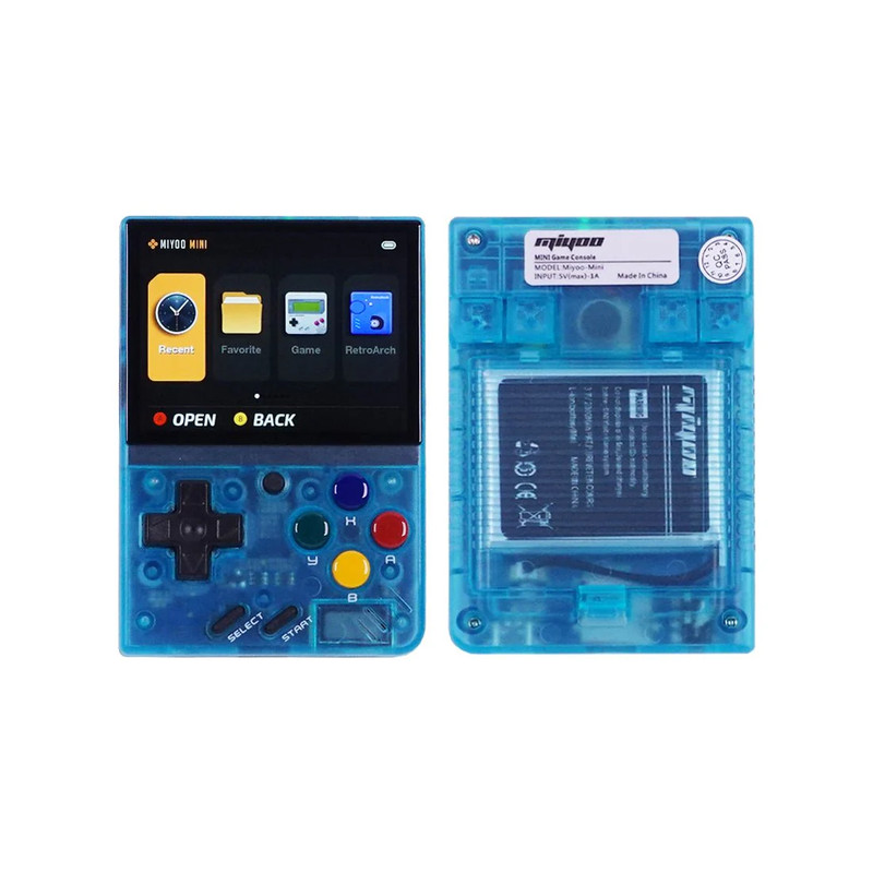 Miyoo Mini V2 Portable Game Console  - Transparent Blue - جهاز ألعاب